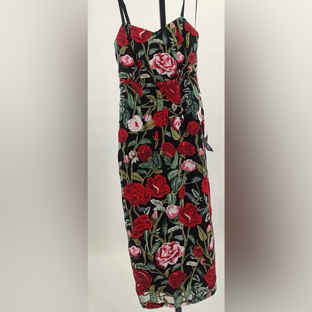 Lulus Notorious Refinement Embroidered Midi Dress XS NWT - Picture 4 of 6